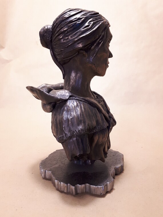 Resin bust Lady bronze wrought iron Lady bust bronze resin Etsy