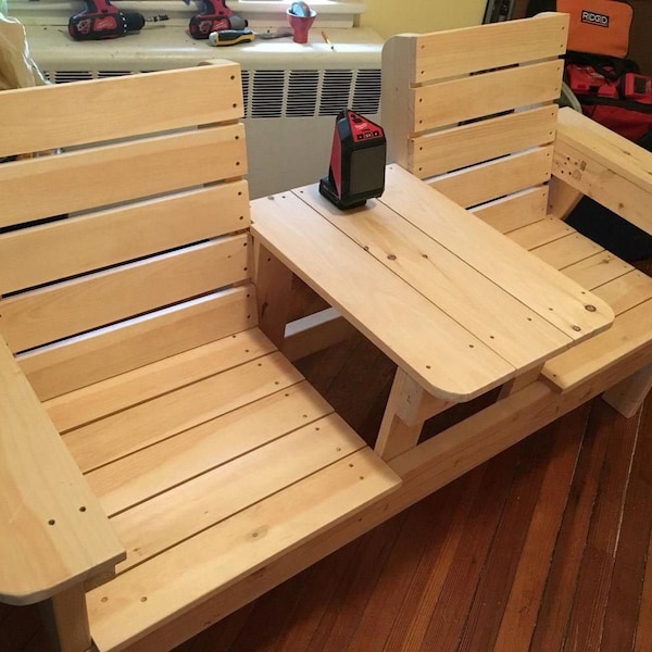 Double seat Bench with table (Digital Plans)