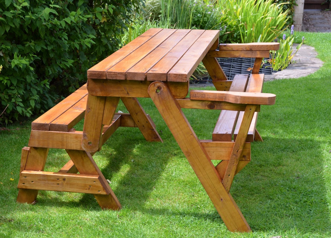 Folding Picnic Table Bench Plans Patio Furniture - Etsy
