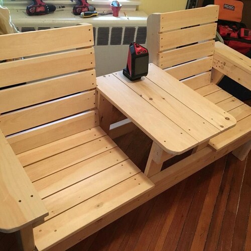 Plans for a Two Seater Bench With Built in Table Made of 16 Etsy UK