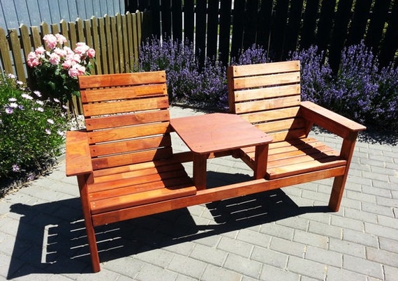 Double Seat Bench With Table Plans Etsy