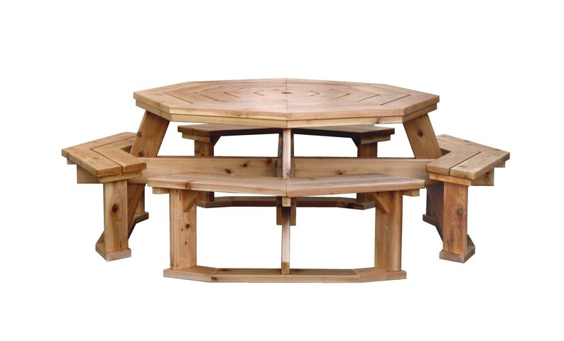 Traditional Backyard Octagon Picnic Table Furniture Plans