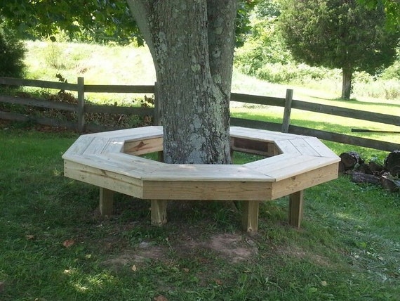 Octagon Tree Bench Plans digital Format Outdoor Furniture Plans Octagonal Etsy