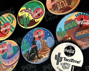 POGS Full Set 6/6 Taco Time - Coca Cola TIME Caps - Super Ultra Rare - Pog Shop