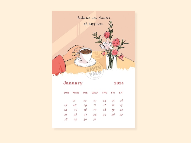 Printable Aesthetic 2024 Calendar Printable 2024 Calendar Art