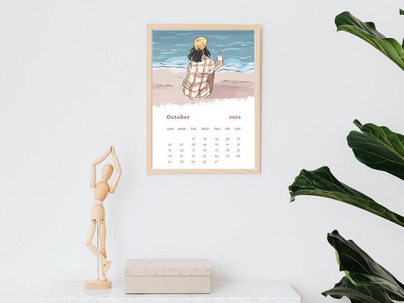 Printable Aesthetic 2024 Calendar Printable 2024 Calendar Etsy