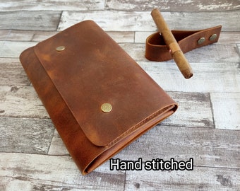 Cigar Bag Personalized Cigar Case Distressed leather Gift for Dad Cigar Pouch Cigar Holder Hand Stitched
