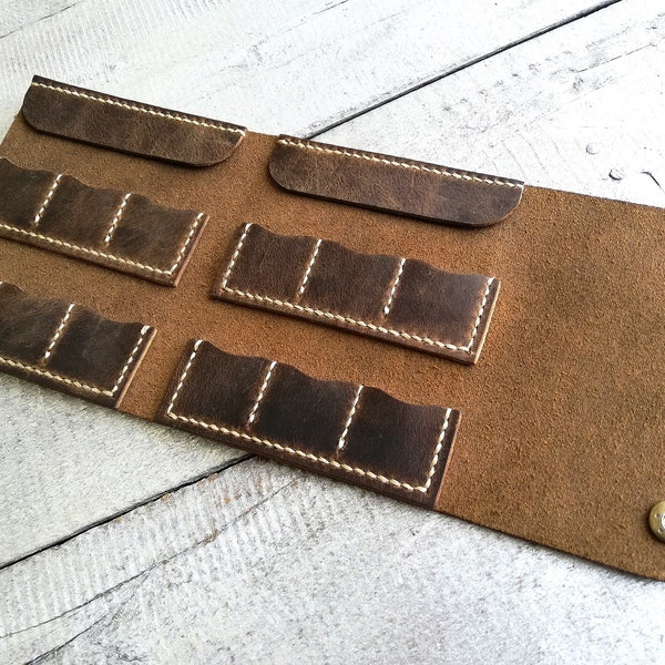 Guitar Pick Case 12 slots Leather Pick Holder Gift for guitarist Plectrum Case Personalized distressed leather Plectrum Holder Hand Stitched