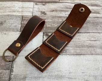Personalized Leather Guitar Pick Holder Keychain, Musician Gift
