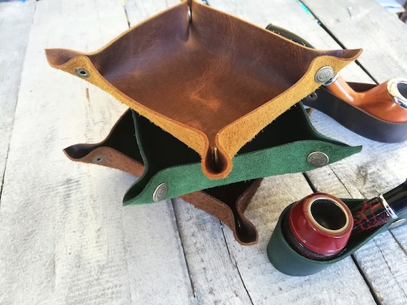 Tobacco Tray and Pipe Stand, Personalized, Crazy Horse Leather, Roll Tray,  Gift for Pipe Smokers, Pipe Rest, Foldable Tobacco Tray