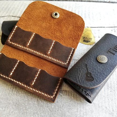 Leather Guitar Pick Holder Guitar Pick Case 6 9 Slots Etsy