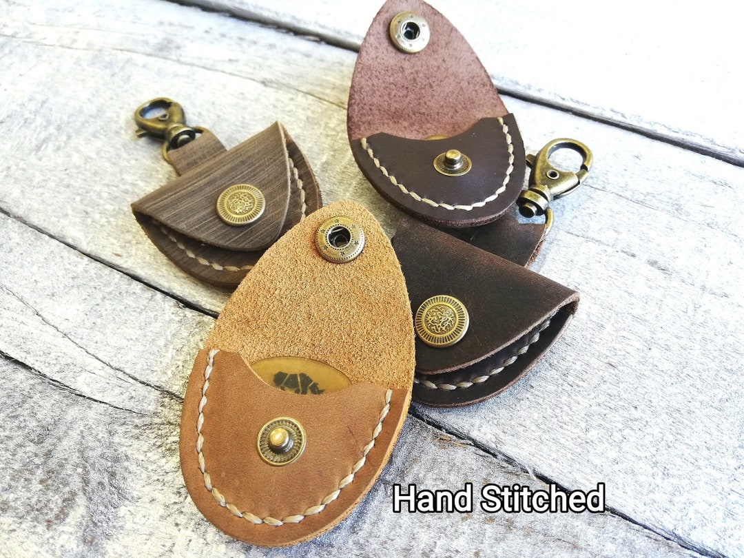 Pick Keychain Guitar Pick Holder Leather Custom Gift Pick Case Musician