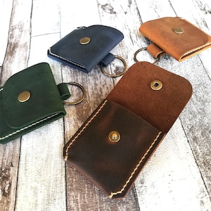 Personalized Leather Guitar Pick Holder Keychain Hand Stitched Distressed Leather