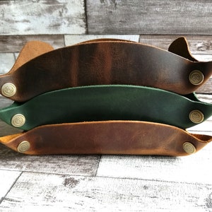 Valet Tray Personalized Leather Tray Dice Tray Distressed Leather Handcrafted Organizer Custom Gift