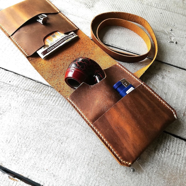 Pipe Bag Pocket size Pipe Roll Leather Pipe Case Roll Tobacco Pipe Dad Gift Pipe Tobacco Pouch Compact size Personalized Hand stitched