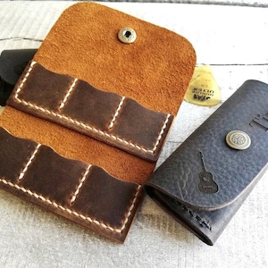 Estuche de cuero para púas de guitarra, 6 a 9 ranuras, estuche para púas de guitarra, regalo único para la guitarra, personalizado, cosido a mano