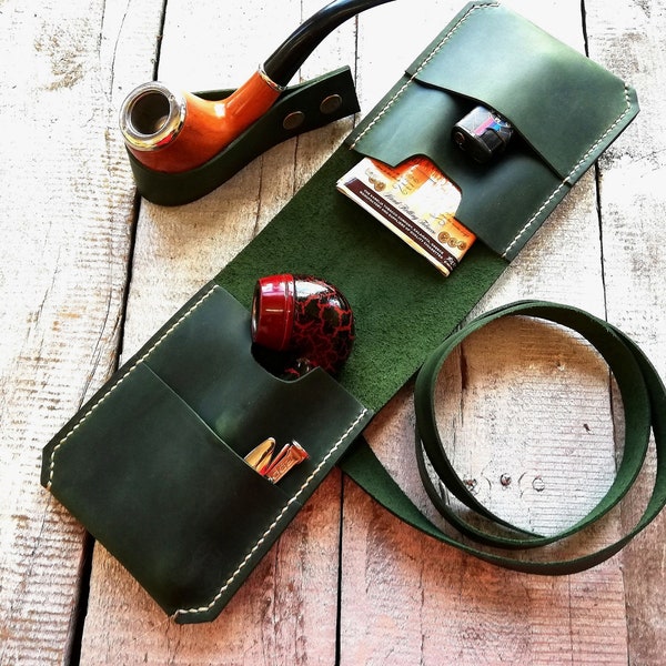 Pipe Roll Pocket size Pipe Bag Compact size Leather Pipe Case Roll Tobacco Pipe Dad Gift Pipe Tobacco Pouch Personalized Hand stitched