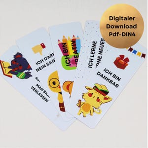 30 marcadores para crianças com afirmações e frases encorajadoras. Download digital instantâneo para imprimir você mesmo.