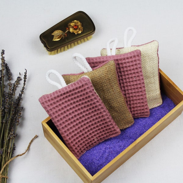 Dish sponge/scrubbing sponge with hanging loop, antique rose, zero waste, reusable, dishcloth/cleaning sponge, 3-ply cotton & jute waffle pique, solid color