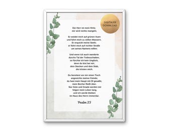 Poster Psalm 23 The Lord is my Shepherd Bible Verse Digital Download Instant PDF Sayings Home Decor Christian Wall Art Print