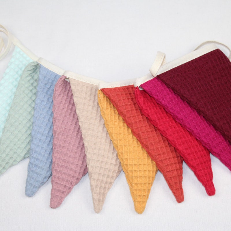 Baumwoll Wimpelkette Kinderzimmer - Bunte Wanddeko Mit 10 Flaggen Für Babyzimmer & Kinderbett