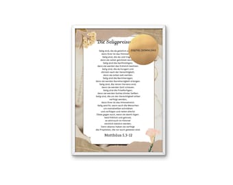 Póster Las Bienaventuranzas Lutero 1984 Versículo bíblico Descarga digital PDF instantáneo Dichos Decoración del hogar Arte mural cristiano Impresión