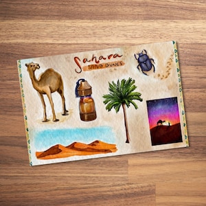 Feuille d'autocollants des dunes de sable du Sahara | Collection Voyage Maroc
