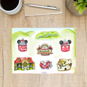 Hoja de pegatinas de ToonTown: pegatinas de Disneyland