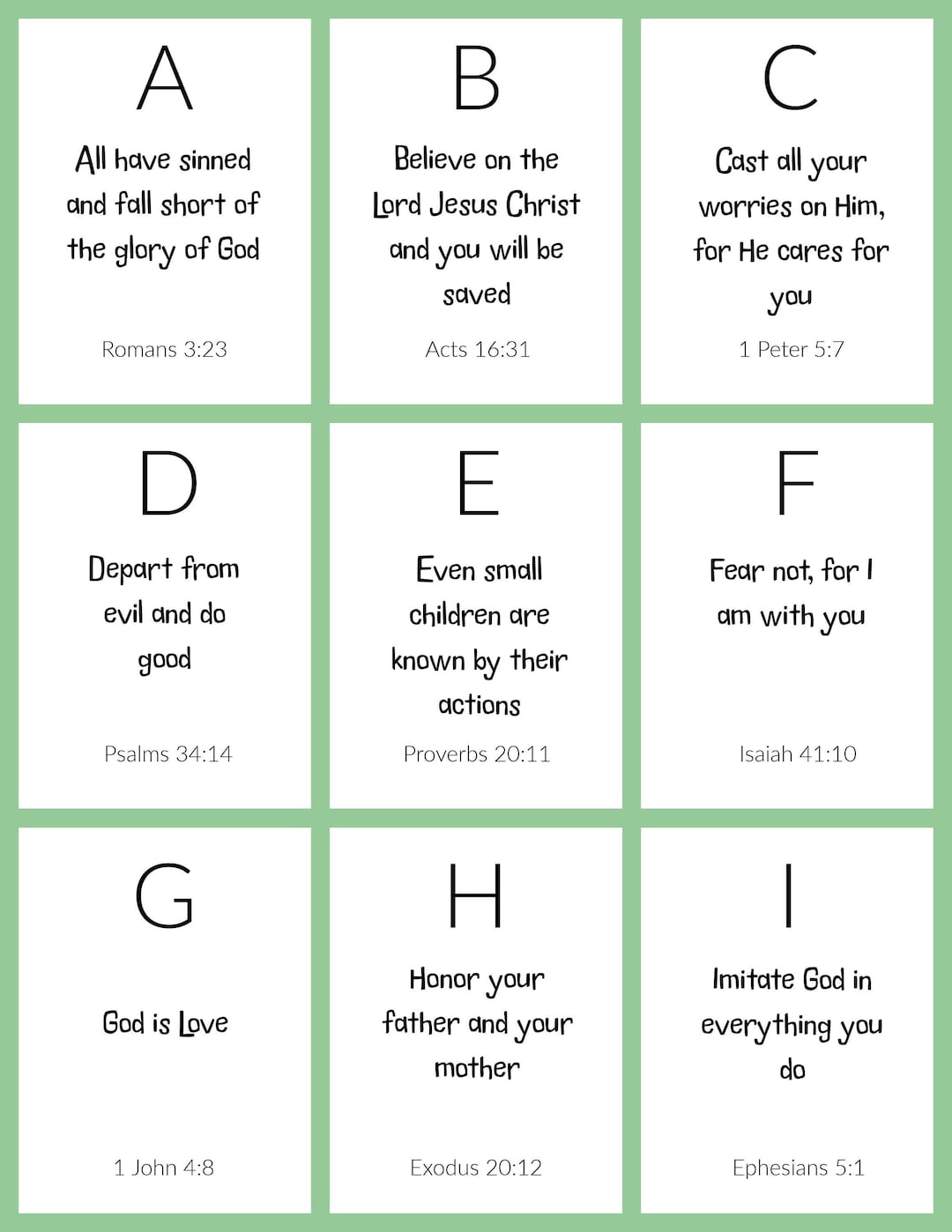 Abc s a z bible memory verse cards to print and cut out digital