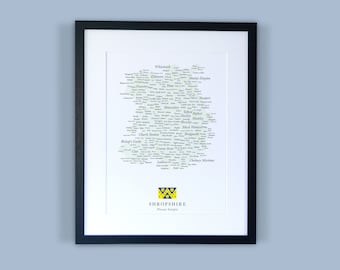 Shropshire Map Print: Minimalistische England Grafschaft