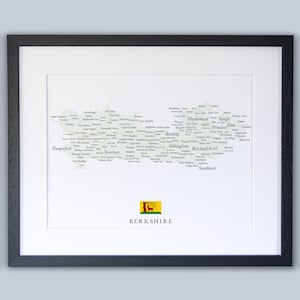 Carte du comté de Berkshire // Carte encadrée du Berkshire // Impression typographique minimale de carte du comté // Cartes de l'Angleterre