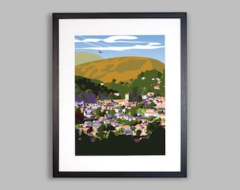 Church Stretton & Long Mynd Art Print // Framed print of Church Stretton // Shropshire Poster
