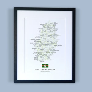 Nottinghamshire County Karte // Minimalistische typografische Karte von Nottinghamshire // England Maps