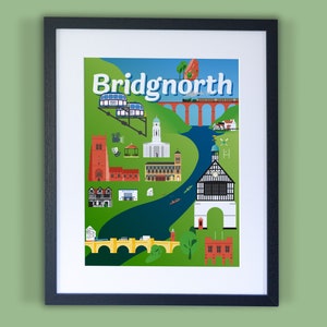 Bridgnorth, Shropshire - Poster // Framed print of Bridgnorth Illustration