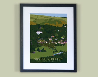 Long Mynd Hotel, Church Stretton “Hotel in the Hills” - Shropshire Hills Travel Poster illustration - A4/A3/A2 - plus Giclee option