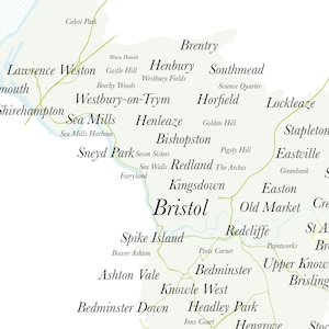 Bristol County Map // Framed Map of Bristol // Minimal Typographic ...