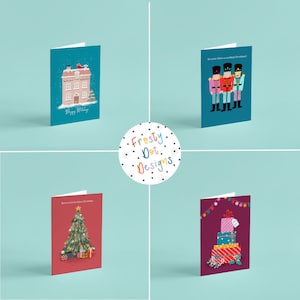 Christmas Cards - Hand Drawn - Cute Illustrations - Cute Christmas - Hand Drawn Christmas - Pack of 4