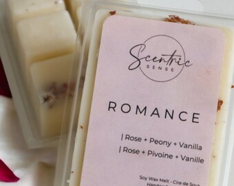 Floral Wax Melts, Rose Peony Vanilla Scent, Handmade Soy Wax Cubes