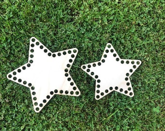 Fondo de madera con forma de estrella para cestas de crochet