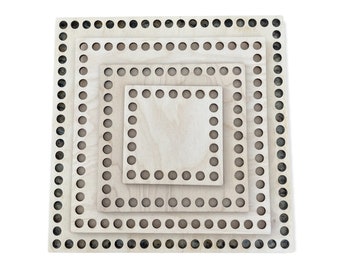 Bases de madera cuadradas para cestas de crochet 4 bases: 10’, 8’, 6’ y 4’