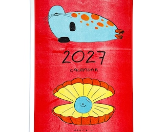 2027 A3 Risograph Calendar | Hand-Drawn Animal Art, Monthly Planner (Pre-Order)