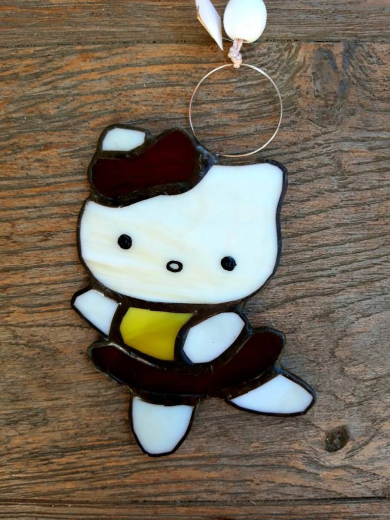 Hello Kitty stained glass suncatcher Birthday gift for girls Etsy