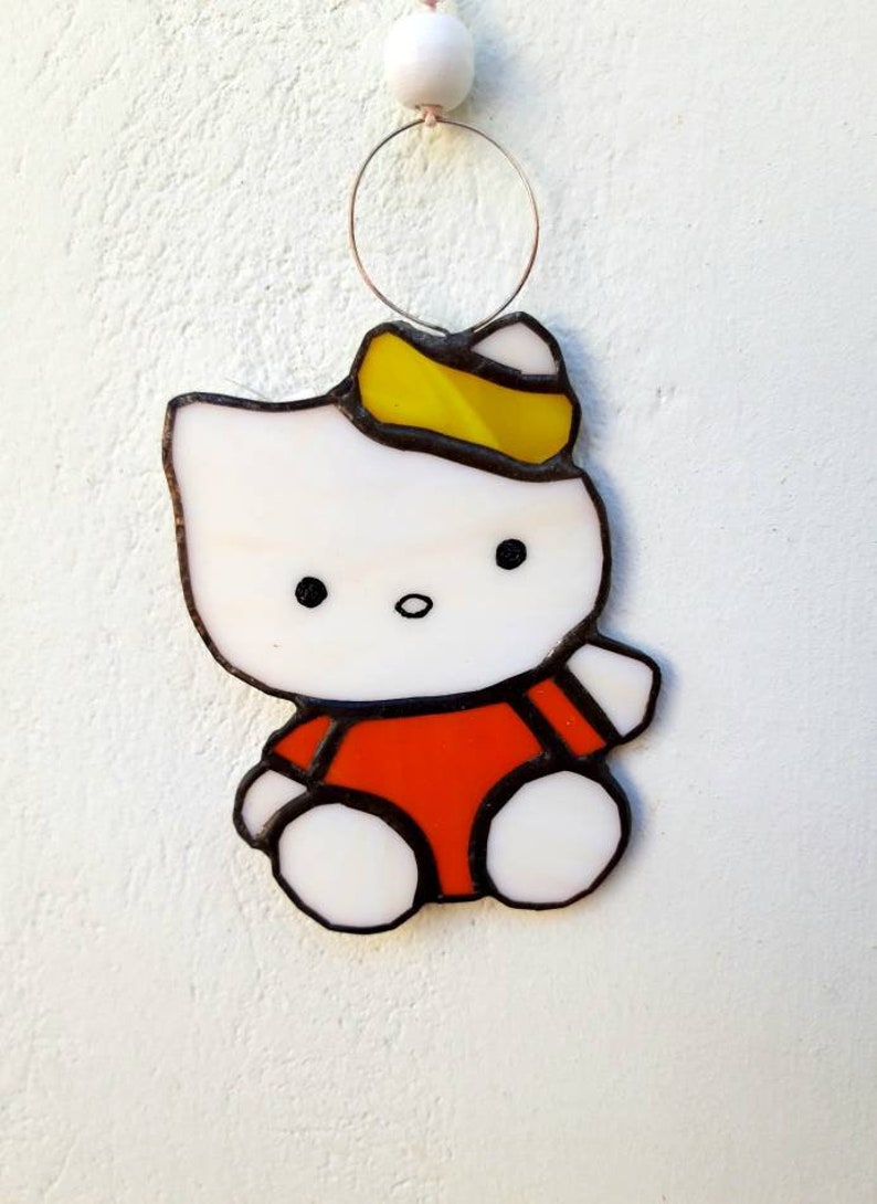 Hello Kitty stained glass suncatcher Birthday gift for girls Etsy