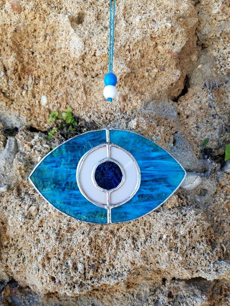 Evil Eye Stained Glass Suncatcher Stained Glass Eye Etsy