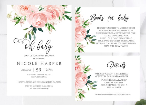 Frame Pink Girls Baby Shower Invites Baby Shower Invites For