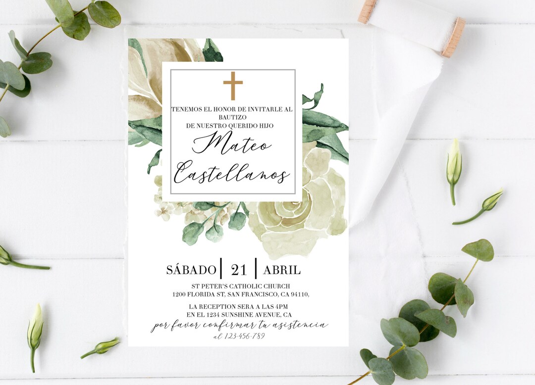 Baptism Invitation in Spanish Bautizo Invitations Boy Etsy