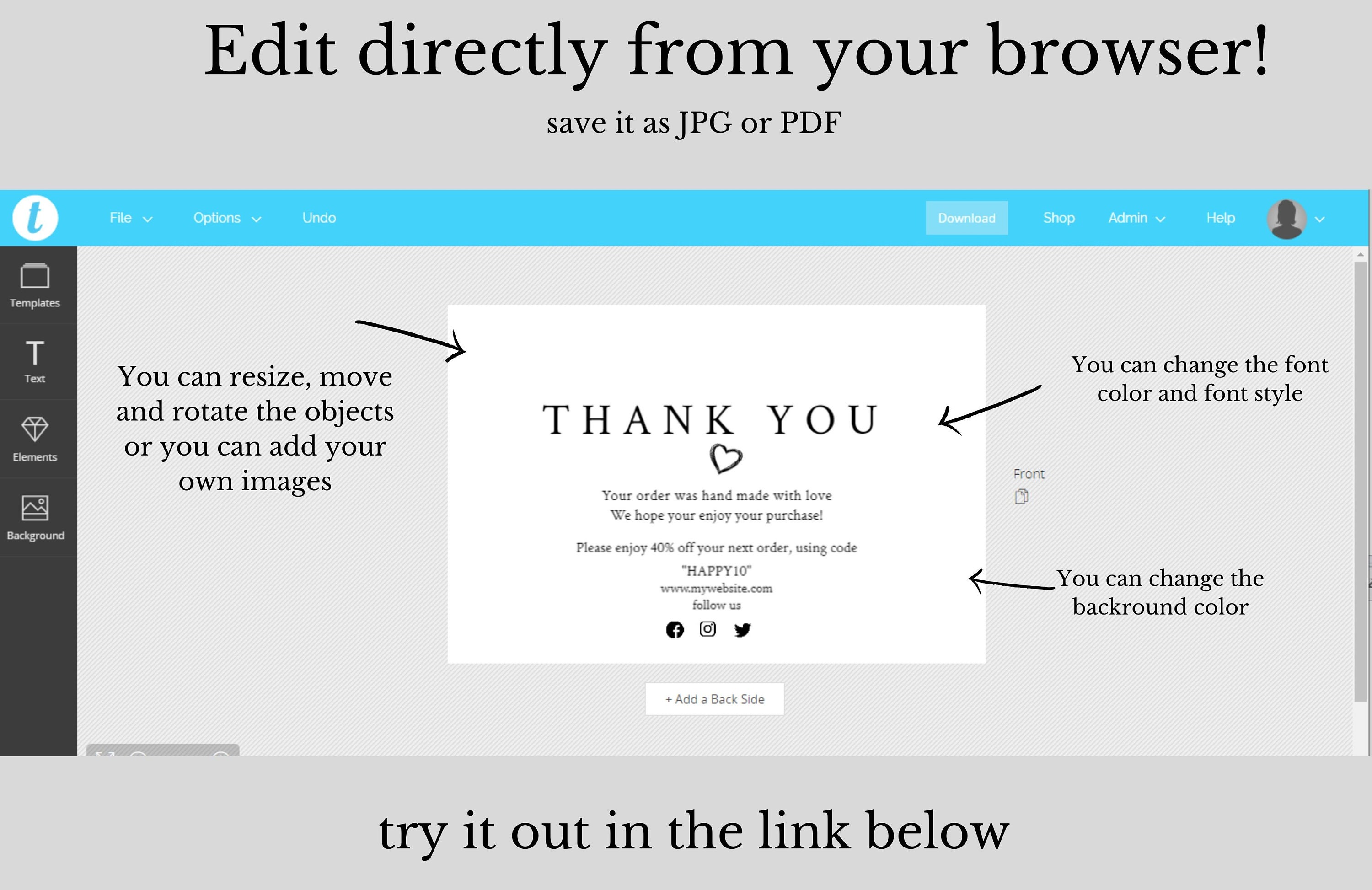 Thank You for Your Order Cards Template Editable Printable - Etsy