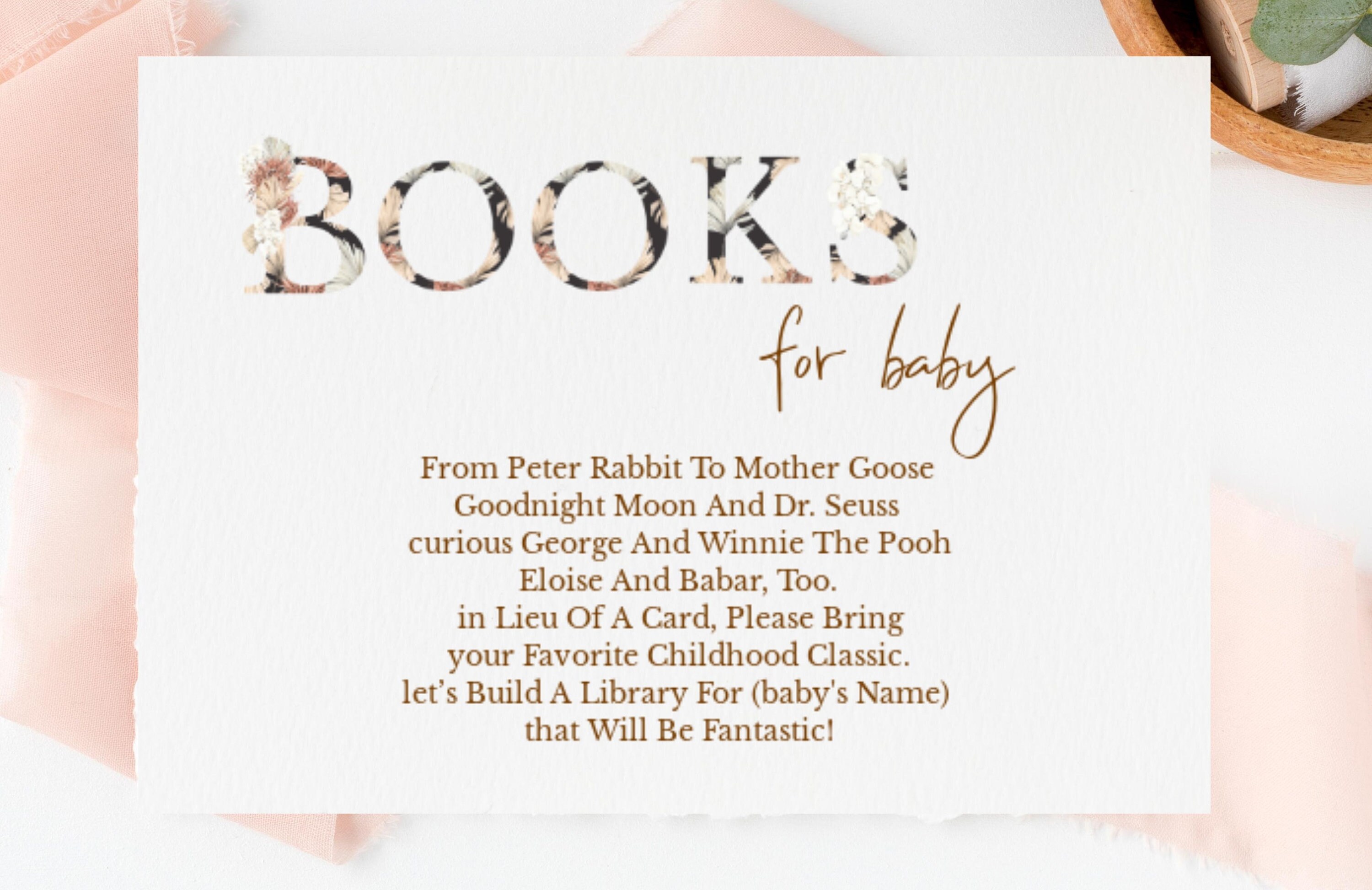 Baby Shower Books for Baby Card Editable Template Etsy