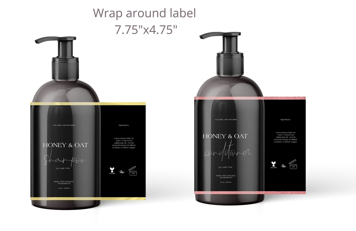 Shampoo Label Template, Product Label Template, Body Lotion Bottle