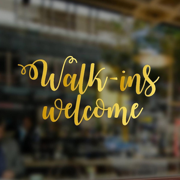 walk ins welcome decal, walk ins welcome sign, dront door decal, storefront decal hair salon door, business decals, business stickers